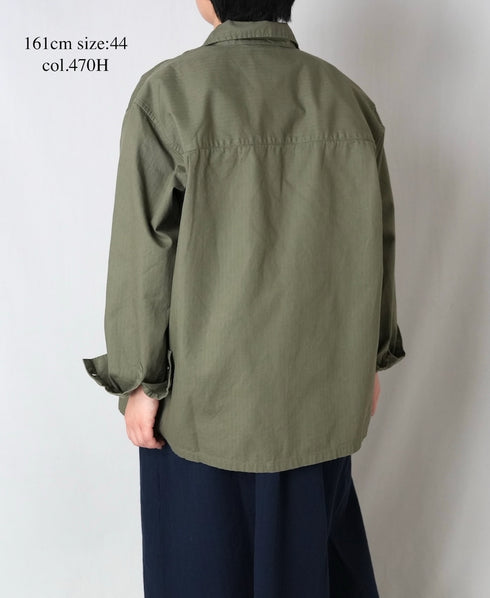 INHT2512CHW COTTON HERRINGBONE WASH ONE-UP COLLAR SHIRT