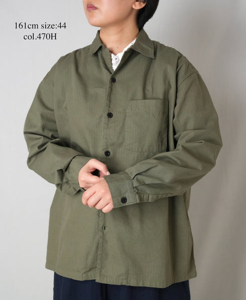 INHT2512CHW COTTON HERRINGBONE WASH ONE-UP COLLAR SHIRT