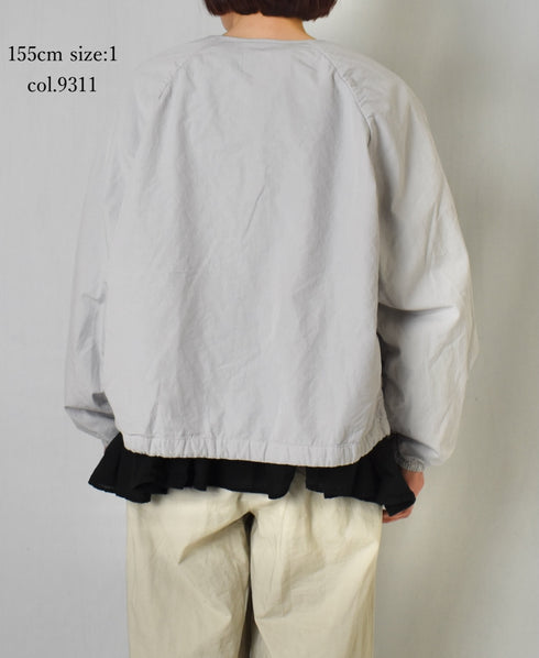 NMDS24633D 40s ORGANIC POPLIN OVERDYE RAGLAN STRING JACKET