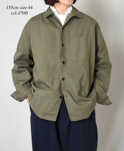 INHT2512CHW COTTON HERRINGBONE WASH ONE-UP COLLAR SHIRT