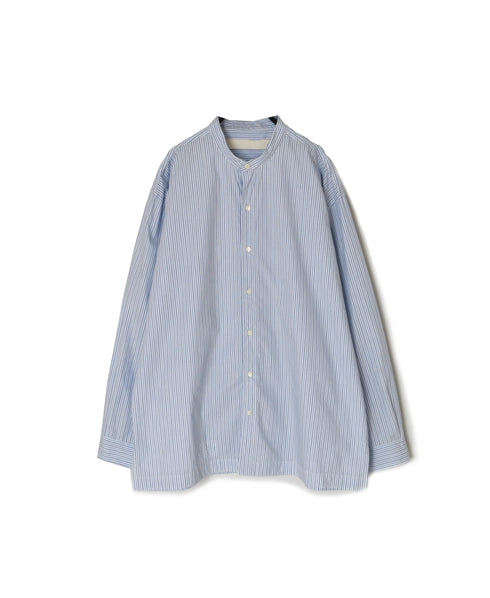 NVL2613 POPLIN STRIPE BANDED COLLAR L/SL SHIRT