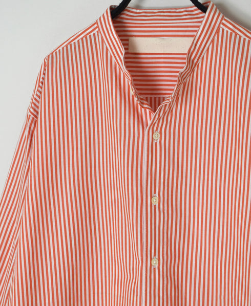 NVL2613 POPLIN STRIPE BANDED COLLAR L/SL SHIRT