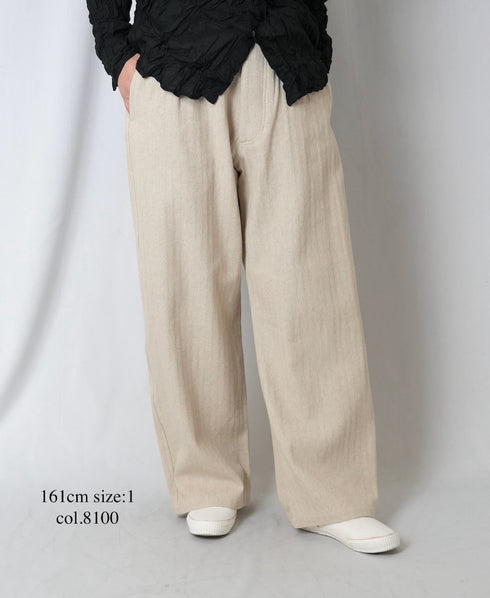 GNAM2612 COTTON/LINEN HERRINGBONE ONE-TUCK PNATS