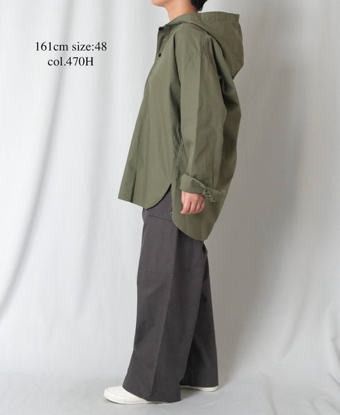 INHT2604CHW COTTON HERRINGBONE WASH HOODED PULLOVER SHIRT