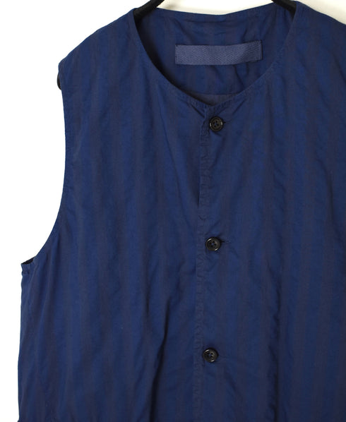 NVL2401PSD POPLIN WIDE STRIPE (OVERDYE) NO COLLAR VEST