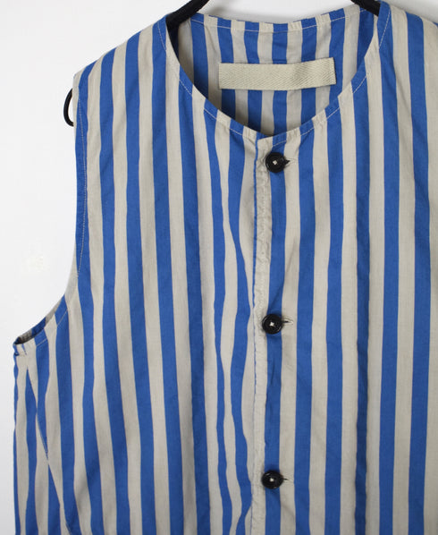 NVL2401PSD POPLIN WIDE STRIPE (OVERDYE) NO COLLAR VEST