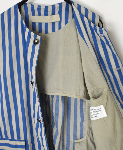 NVL2401PSD POPLIN WIDE STRIPE (OVERDYE) NO COLLAR VEST