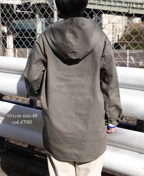 INHT2604CHW COTTON HERRINGBONE WASH HOODED PULLOVER SHIRT