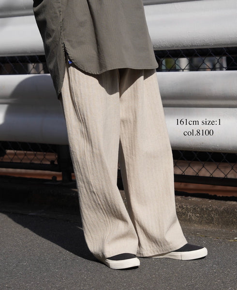 GNAM2612 COTTON/LINEN HERRINGBONE ONE-TUCK PNATS