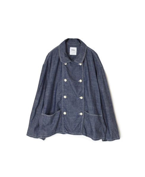 ISNAM2601CB NAVY (INDIGO) CHAMBRAY ROUND COLLAR DOUBLE JACKET