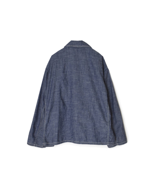 ISNAM2601CB NAVY (INDIGO) CHAMBRAY ROUND COLLAR DOUBLE JACKET