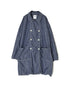 ISNAM2602CB NAVY (INDIGO) CHAMBRAY ROUND COLLAR DOUBLE LONG JACKET