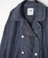 ISNAM2602CB NAVY (INDIGO) CHAMBRAY ROUND COLLAR DOUBLE LONG JACKET