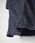 ISNAM2602CB NAVY (INDIGO) CHAMBRAY ROUND COLLAR DOUBLE LONG JACKET
