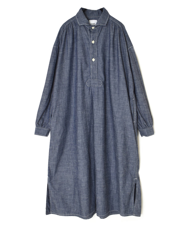 ISNAM2603CB NAVY (INDIGO) CHAMBRAY WORK GATHERED DRESS SHIRT