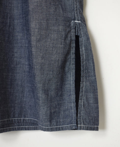 ISNAM2603CB NAVY (INDIGO) CHAMBRAY WORK GATHERED DRESS SHIRT