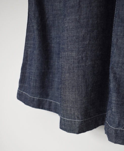 ISNAM2611CB NAVY (INDIGO) CHAMBRAY ADJUSTER TACK SKIRT WITH SUSPENDERS