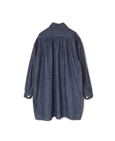 ISNAM2605CB NAVY (INDIGO) CHAMBRAY WORK GATHERED SHIRT