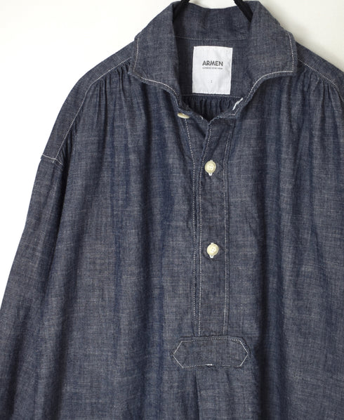 ISNAM2605CB NAVY (INDIGO) CHAMBRAY WORK GATHERED SHIRT
