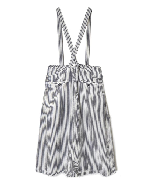 ISNAM2611S LINEN/COTTON STRIPE ADJUSTER TACK SKIRT WITH SUSPENDERS