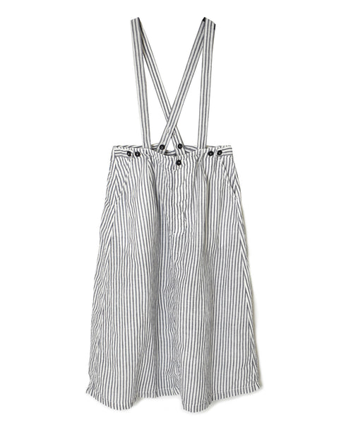 ISNAM2611S LINEN/COTTON STRIPE ADJUSTER TACK SKIRT WITH SUSPENDERS