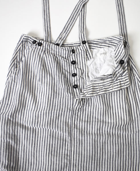 ISNAM2611S LINEN/COTTON STRIPE ADJUSTER TACK SKIRT WITH SUSPENDERS