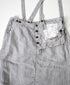 ISNAM2611S LINEN/COTTON STRIPE ADJUSTER TACK SKIRT WITH SUSPENDERS