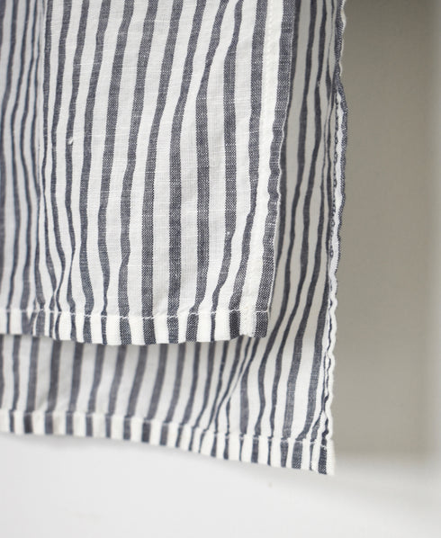 ISNAM2605S LINEN/COTTON STRIPE WORK GATHERED SHIRT