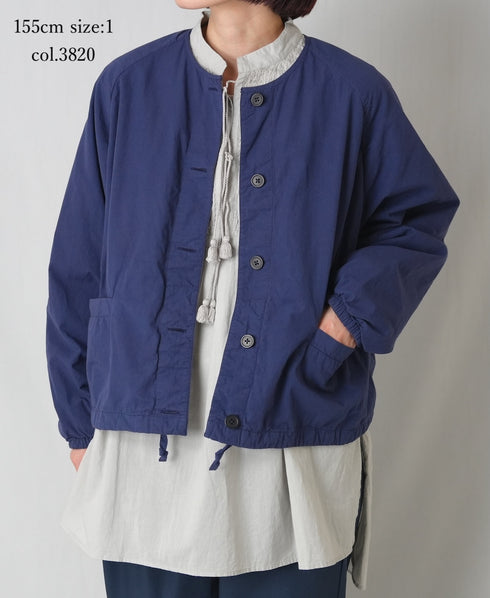 NMDS24633D 40s ORGANIC POPLIN OVERDYE RAGLAN STRING JACKET