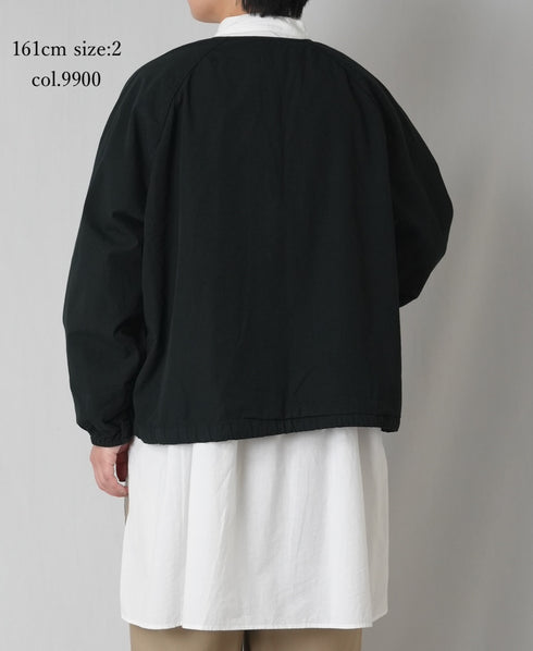 NMDS24633D 40s ORGANIC POPLIN OVERDYE RAGLAN STRING JACKET