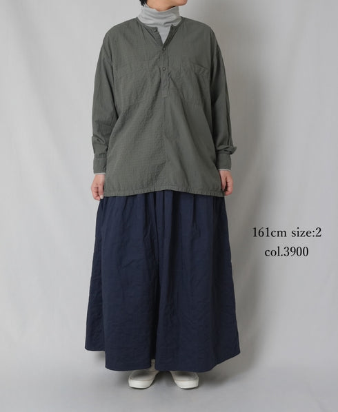 NMDS26213 60s STITCHED ORGANIC CAMBRIC GATHERED SKIRT WITH LINING