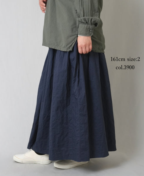 NMDS26213 60s STITCHED ORGANIC CAMBRIC GATHERED SKIRT WITH LINING