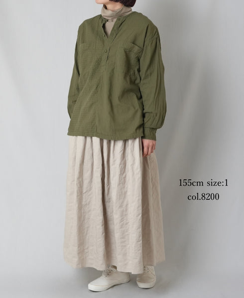 NMDS26213 60s STITCHED ORGANIC CAMBRIC GATHERED SKIRT WITH LINING