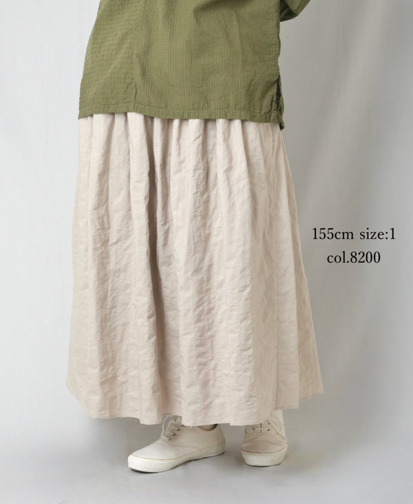 NMDS26213 60s STITCHED ORGANIC CAMBRIC GATHERED SKIRT WITH LINING