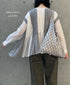 INMDS26111W HANDWOVEN COTTON SINGLE CHECK PATCHWORK BALL BUTTON SHIRTS WITH MINI PINTUCK