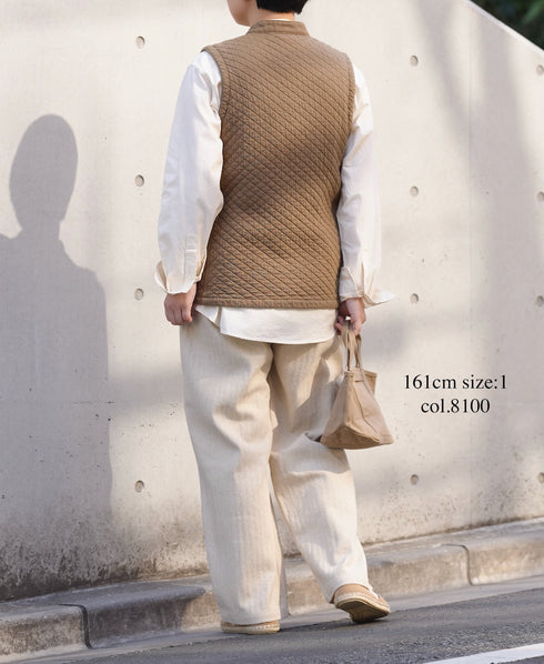 GNAM2612 COTTON/LINEN HERRINGBONE ONE-TUCK PNATS