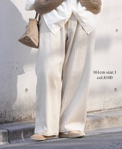 GNAM2612 COTTON/LINEN HERRINGBONE ONE-TUCK PNATS