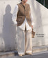 GNAM2612 COTTON/LINEN HERRINGBONE ONE-TUCK PNATS
