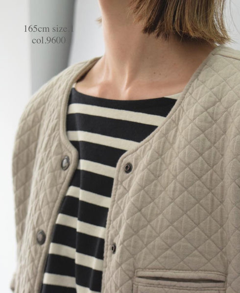 NAM1407 COTTON QUILT NO COLLAR JACKET