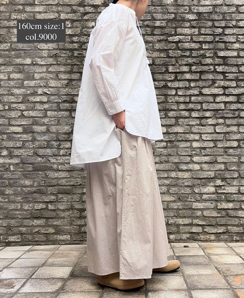 NMDS26222 60s ORGANIC CAMBRIC WITH EMB BANDED COLLAR EMB TUNIC