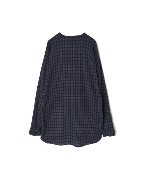 INHT2603CCD COTTON CHECK OVERDYE HENLEY NECK SHIRT