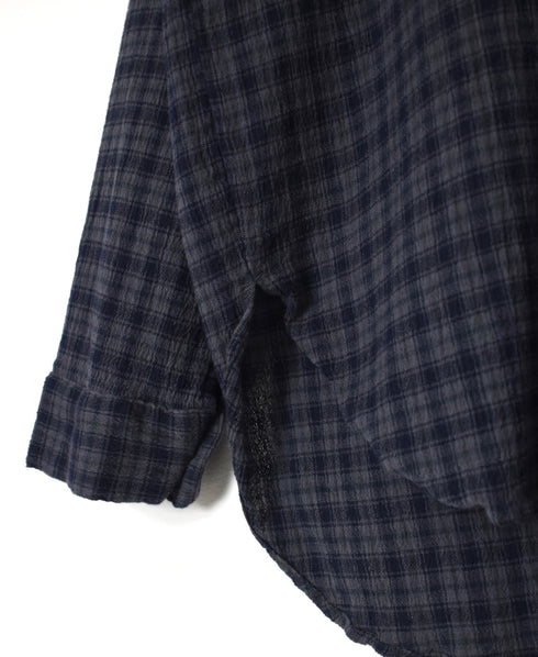 INHT2603CCD COTTON CHECK OVERDYE HENLEY NECK SHIRT