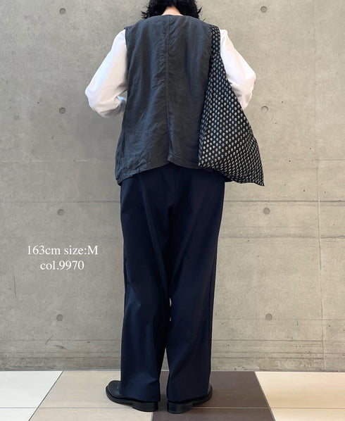NVL2401LD 50s LINEN PLAIN (OVERDYE) NO COLLAR VEST