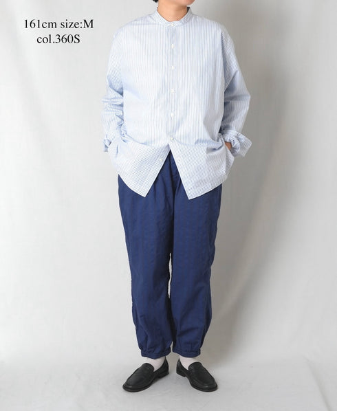 NVL2613 POPLIN STRIPE BANDED COLLAR L/SL SHIRT