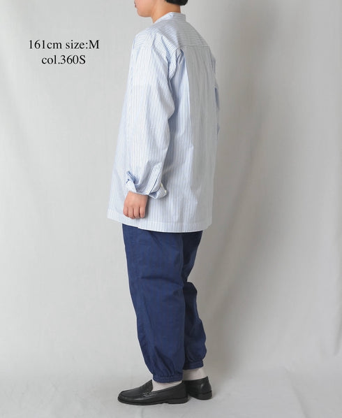 NVL2613 POPLIN STRIPE BANDED COLLAR L/SL SHIRT