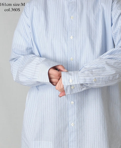 NVL2613 POPLIN STRIPE BANDED COLLAR L/SL SHIRT