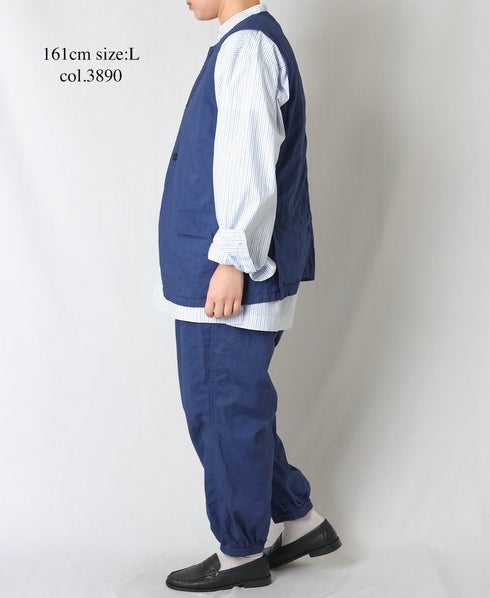 NVL2401PSD POPLIN WIDE STRIPE (OVERDYE) NO COLLAR VEST