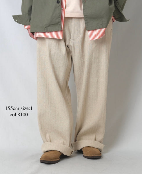 GNAM2612 COTTON/LINEN HERRINGBONE ONE-TUCK PNATS