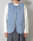 NVL2401PSD POPLIN WIDE STRIPE (OVERDYE) NO COLLAR VEST