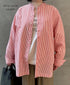 NVL2613 POPLIN STRIPE BANDED COLLAR L/SL SHIRT